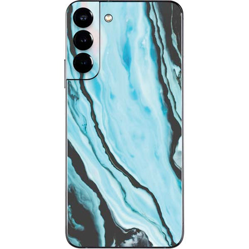 Aqua Blue Marble Ink Galaxy S22 Plus Skin
